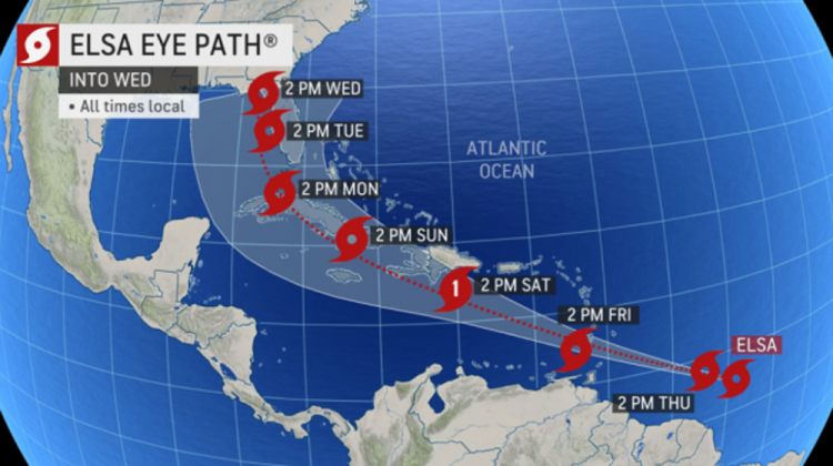 Tropical Storm Elsa strengthens as it moves towards the Windward Islands