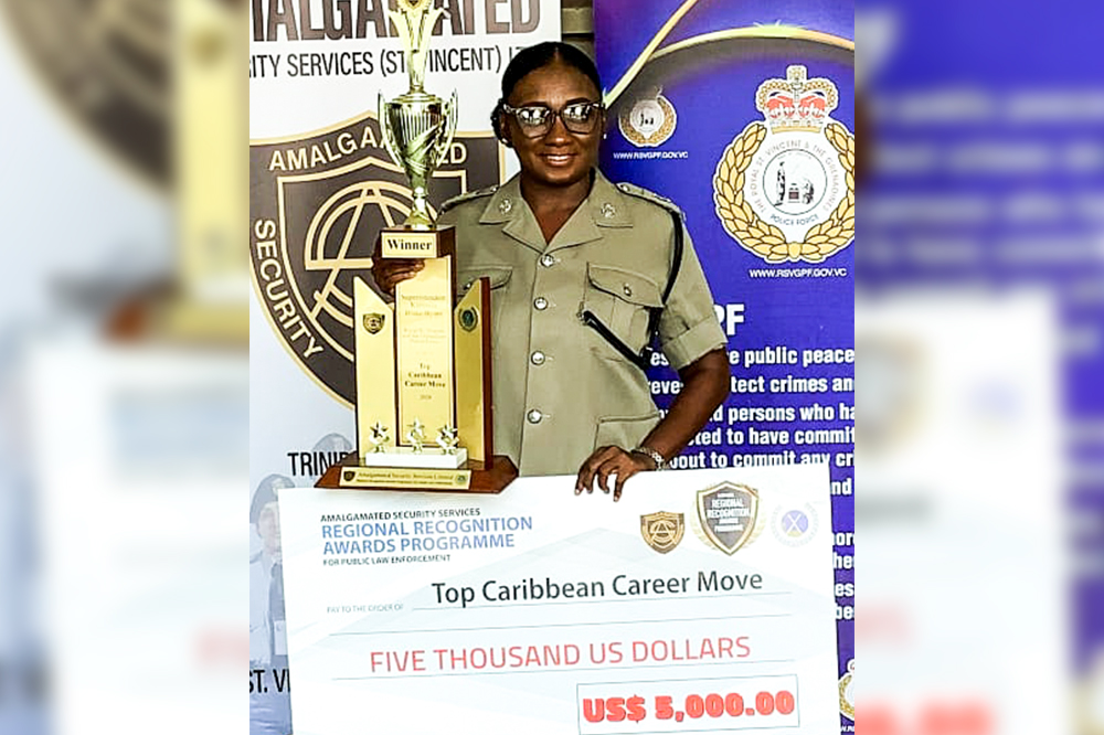 Female Vincentian police officer  receives regional recognition award
