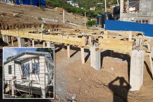 Prefab homes being erected in the Southern Grenadines