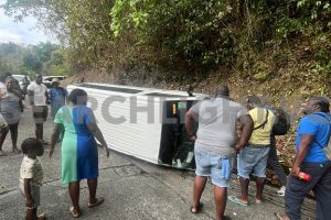 Van overturns in Gordon Yard, North Leeward