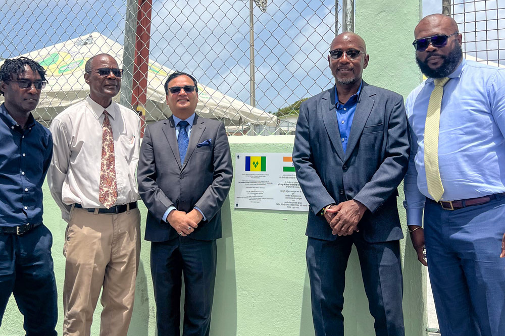 High Commissioner of India to SVG hands over Edinboro Hard court