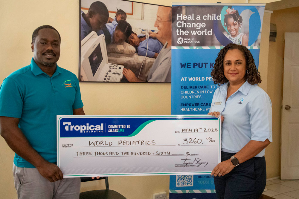 Tropical Shipping makes monetary donation to World Paediatrics